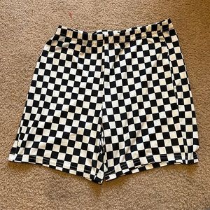 Black checkered high waisted biker shorts